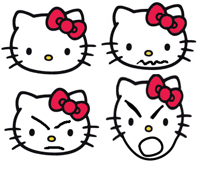 hello kitty image with mouths drawn on